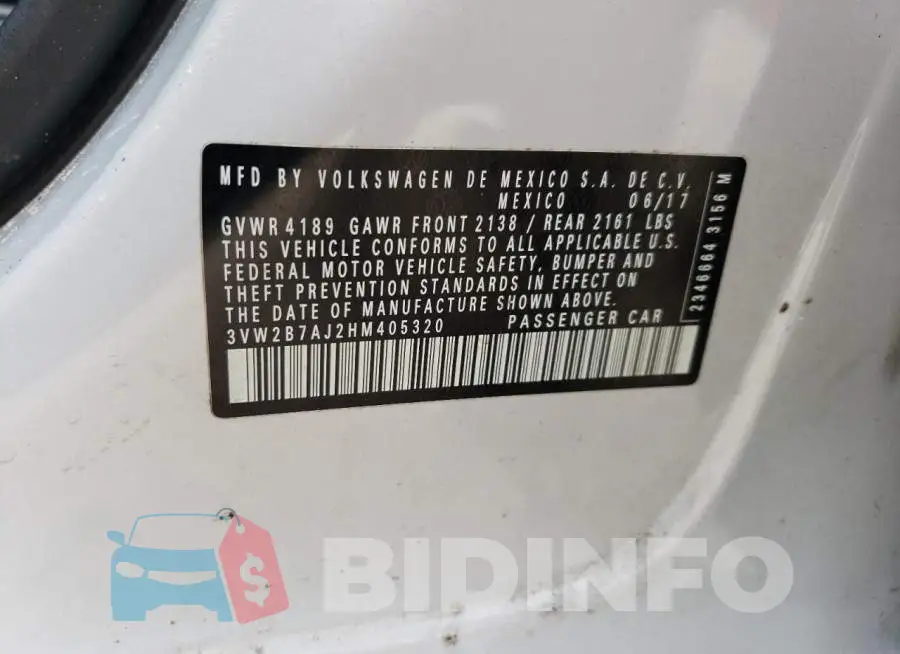 3VW2B7AJ2HM405320 Photo# 12
