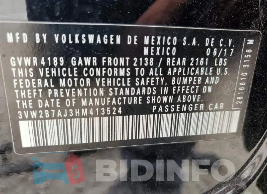 3VW2B7AJ3HM413524 Photo# 13
