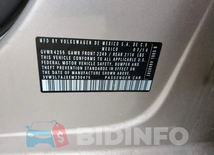 3VW3L7AJXEM330475 Photo# 13