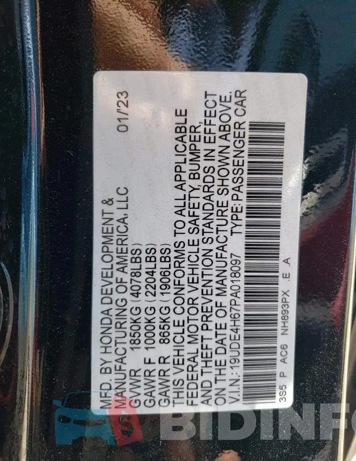 19UDE4H67PA018097 Photo# 12