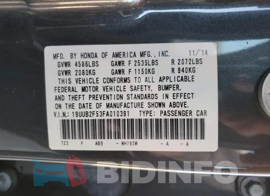 19UUB2F53FA010391 Photo# 12