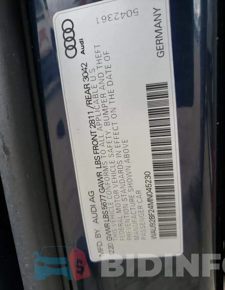 WAU92BF24MN045230 Photo# 13