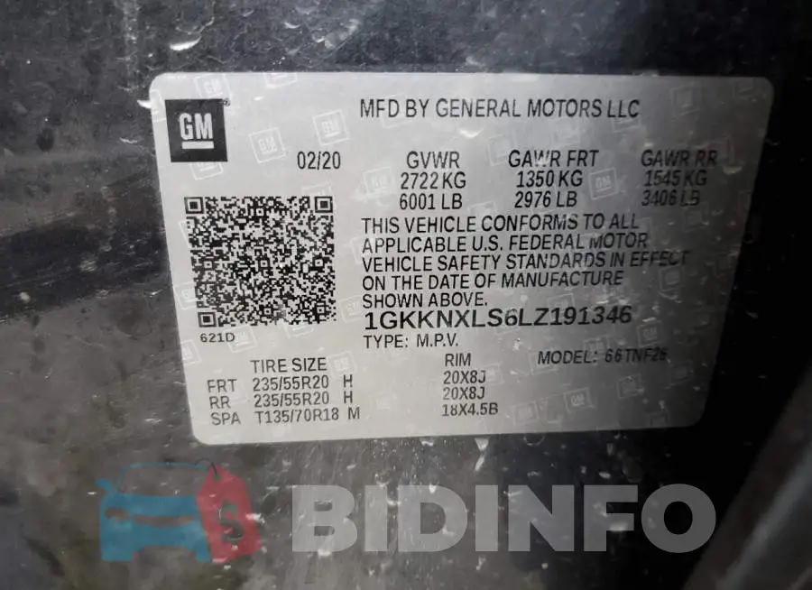 1GKKNXLS6LZ191346 Photo# 13