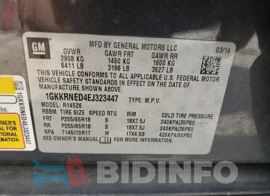 1GKKRNED4EJ323447 Photo# 13