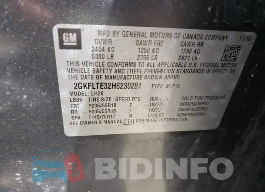 2GKFLTE32H6230281 Photo# 13
