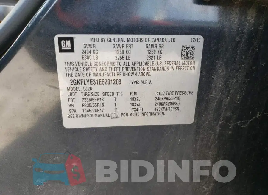2GKFLYE31E6201203 Photo# 13