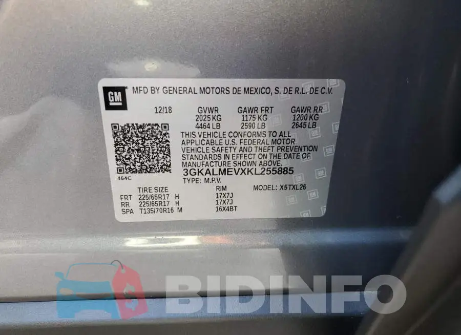 3GKALMEVXKL255885 Photo# 13