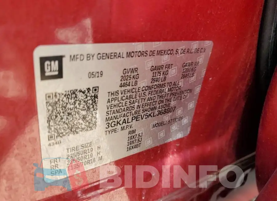 3GKALPEV5KL368807 Photo# 14