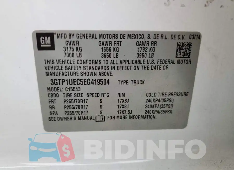 3GTP1UEC5EG419504 Photo# 12