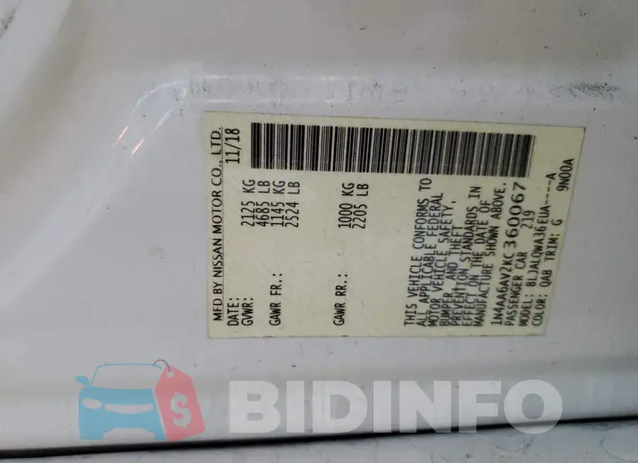 1N4AA6AV2KC360067 Photo# 12