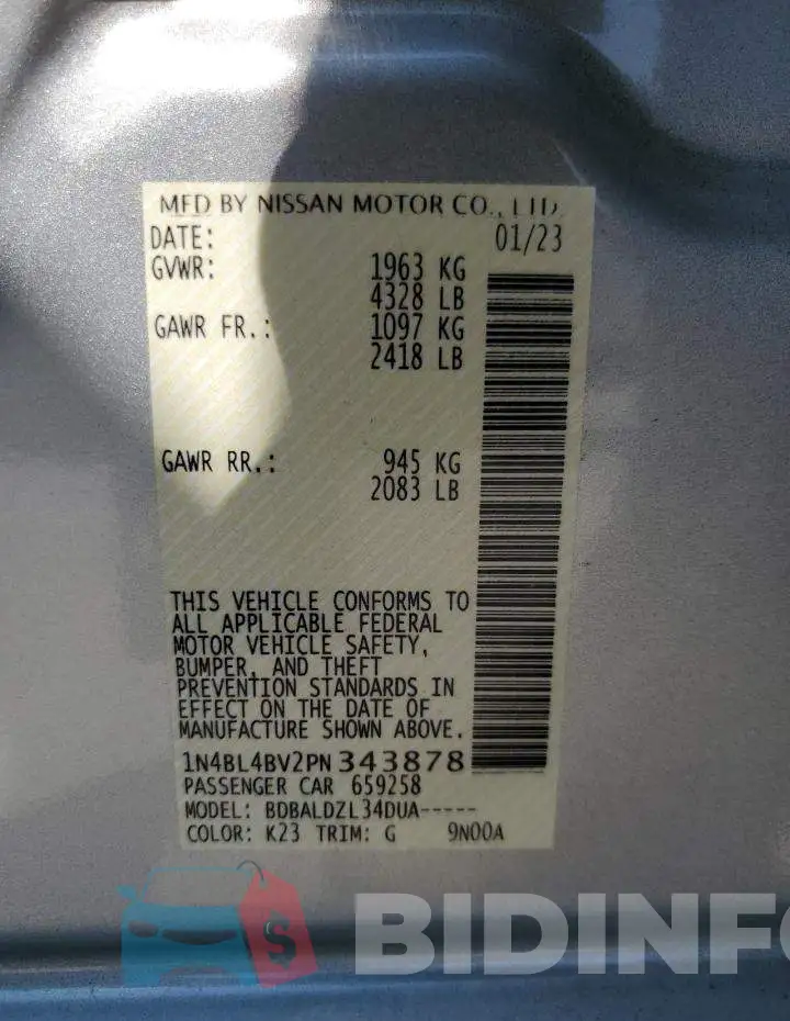 1N4BL4BV2PN343878 Photo# 12