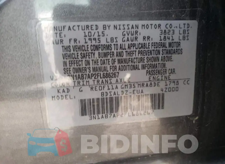 3N1AB7AP2FL686267 Photo# 12