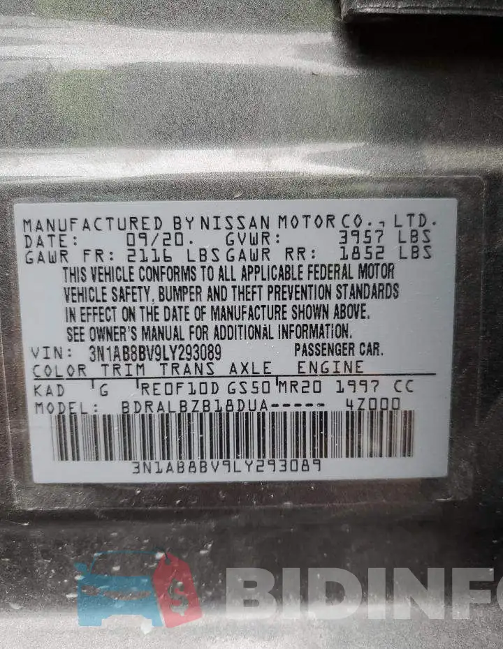 3N1AB8BV9LY293089 Photo# 12