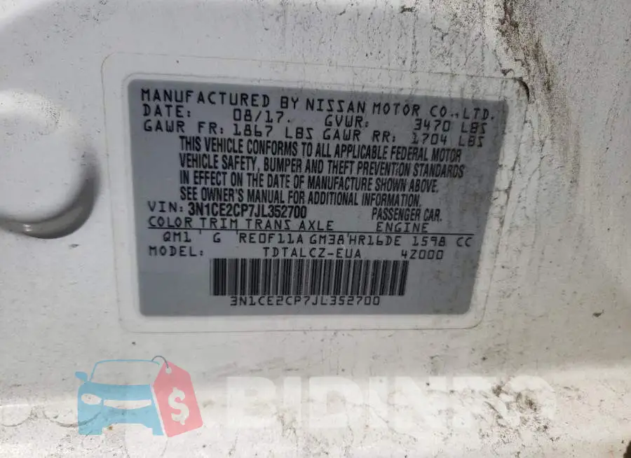 3N1CE2CP7JL352700 Photo# 12