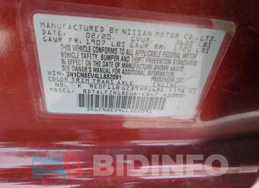 3N1CN8EV4LL882091 Photo# 13