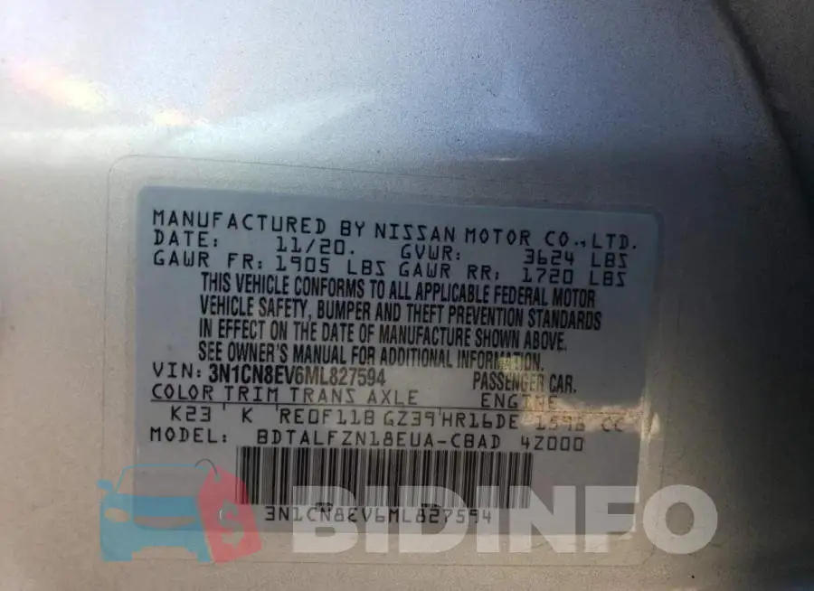 3N1CN8EV6ML827594 Photo# 12