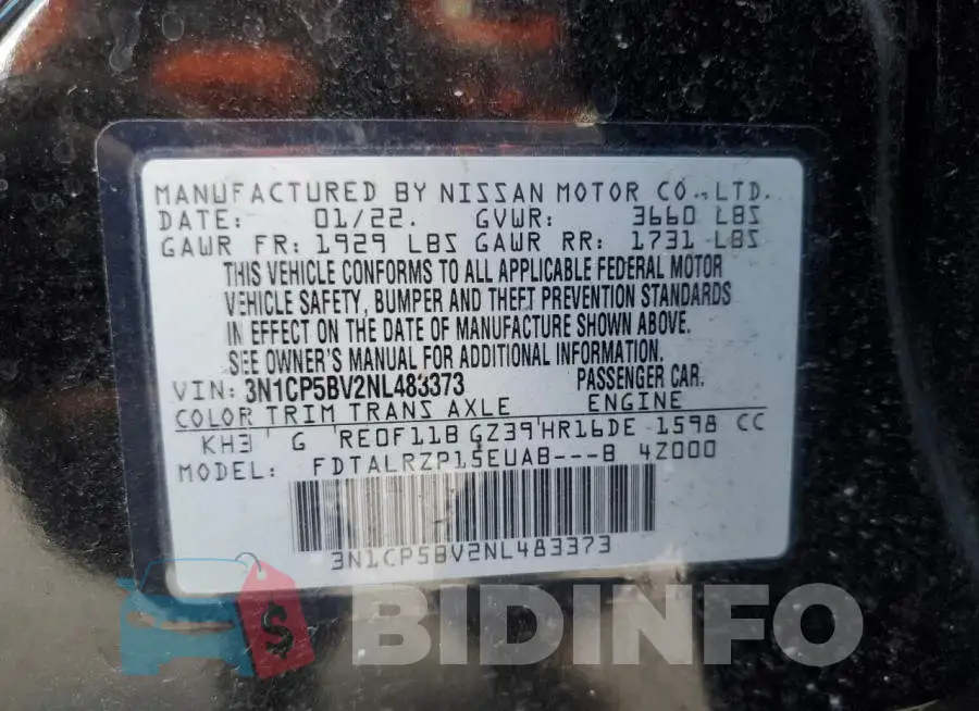 3N1CP5BV2NL483373 Photo# 13