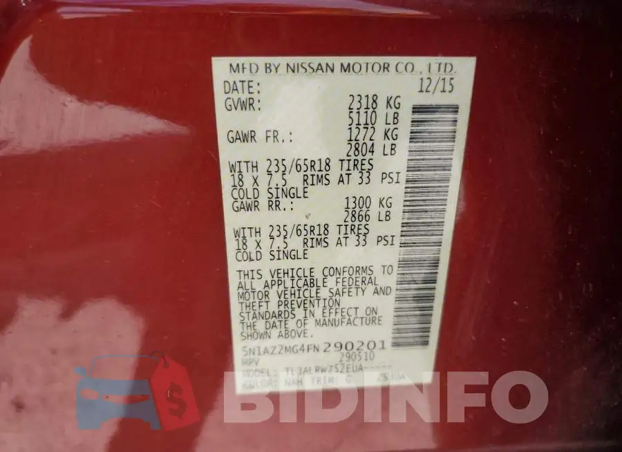 5N1AZ2MG4FN290201 Photo# 12