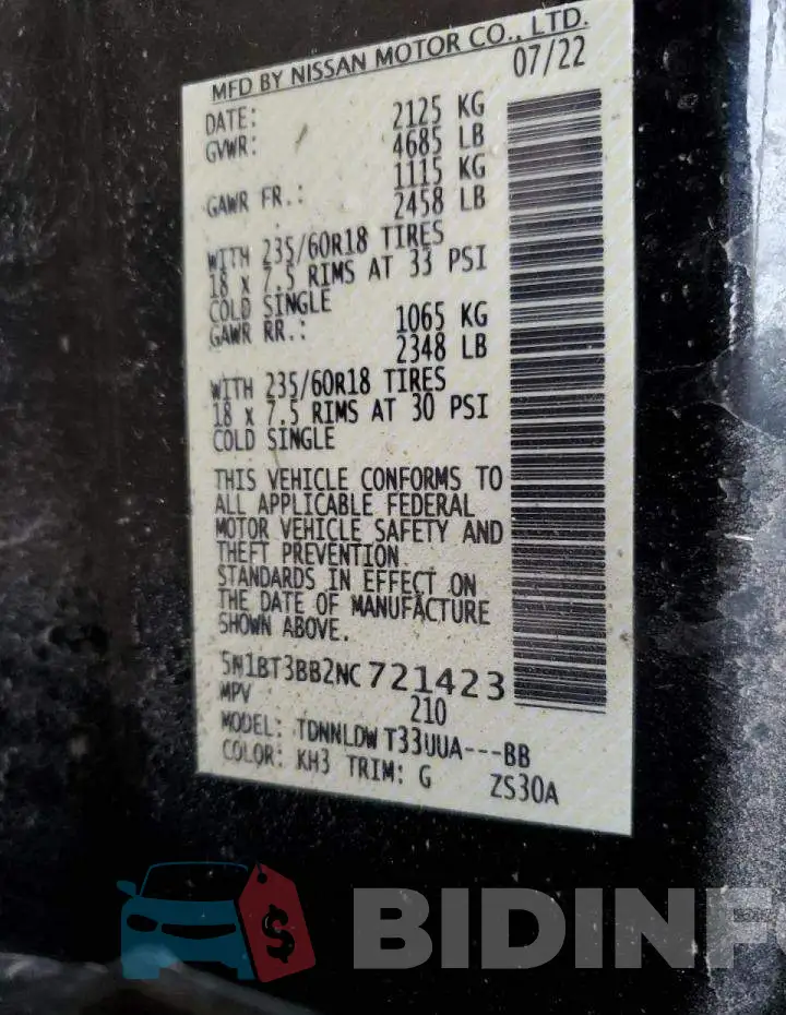 5N1BT3BB2NC721423 Photo# 13