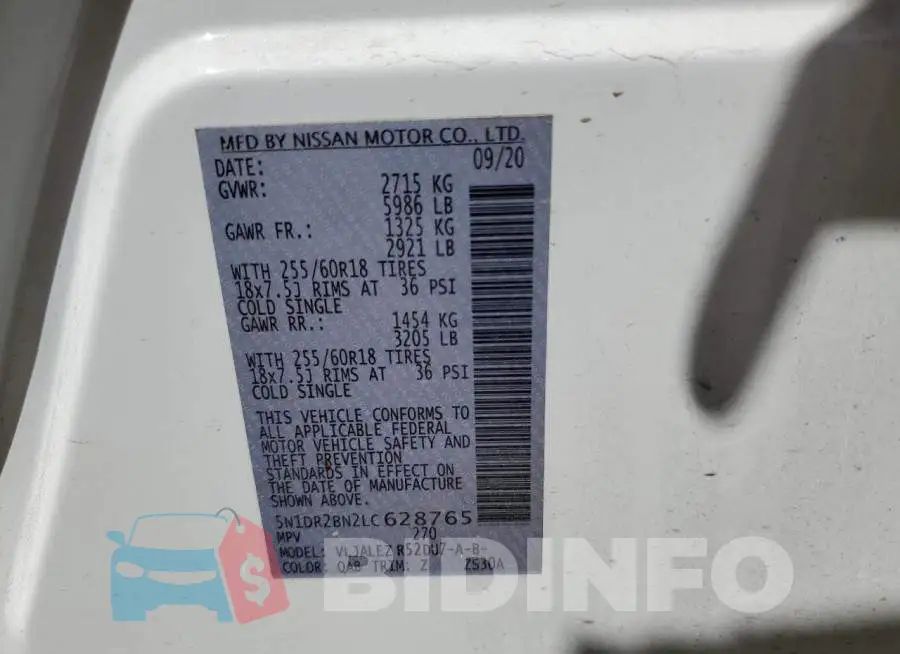 5N1DR2BN2LC628765 Photo# 13