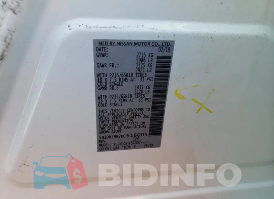 5N1DR2MM2KC616005 Photo# 13