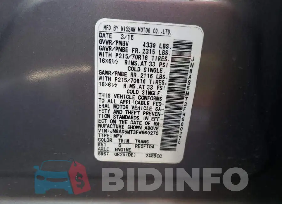 JN8AS5MT3FW660270 Photo# 14