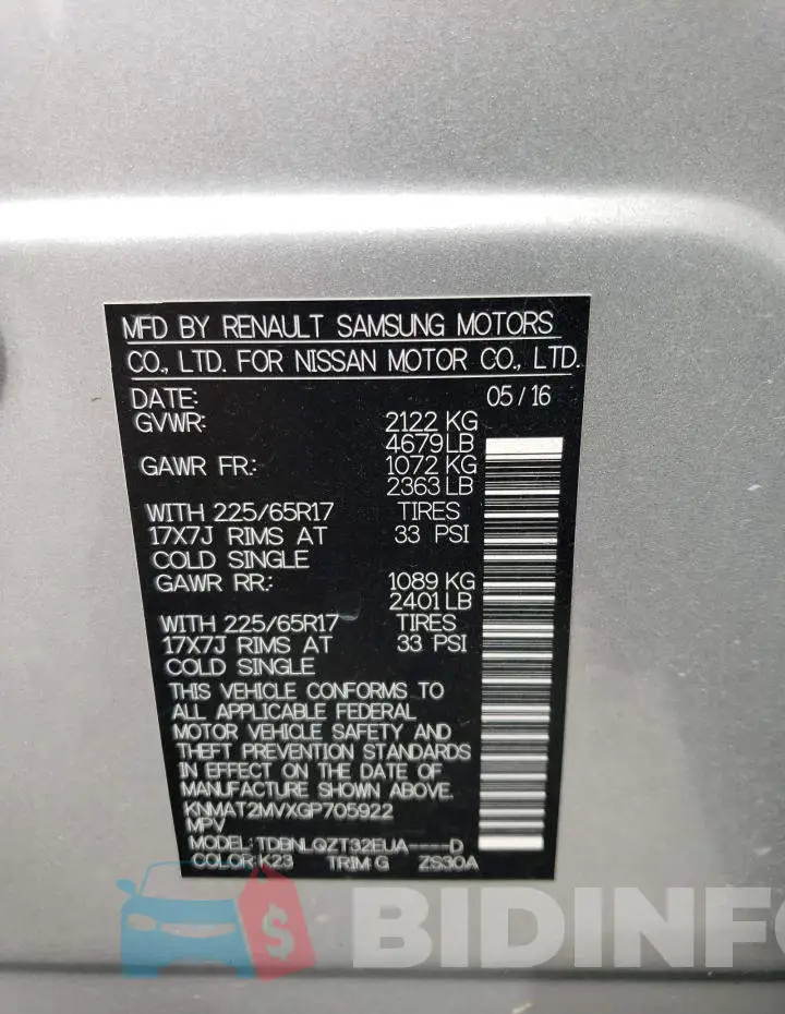 KNMAT2MVXGP705922 Photo# 14
