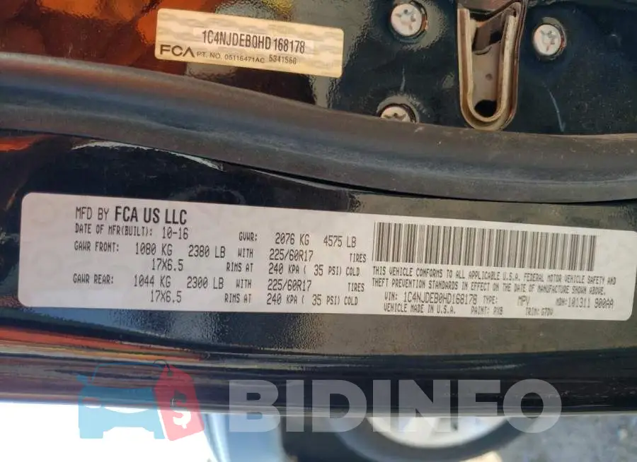 1C4NJDEB0HD168178 Photo# 12