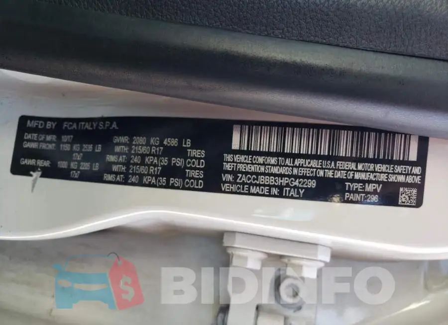 ZACCJBBB3HPG42299 Photo# 13