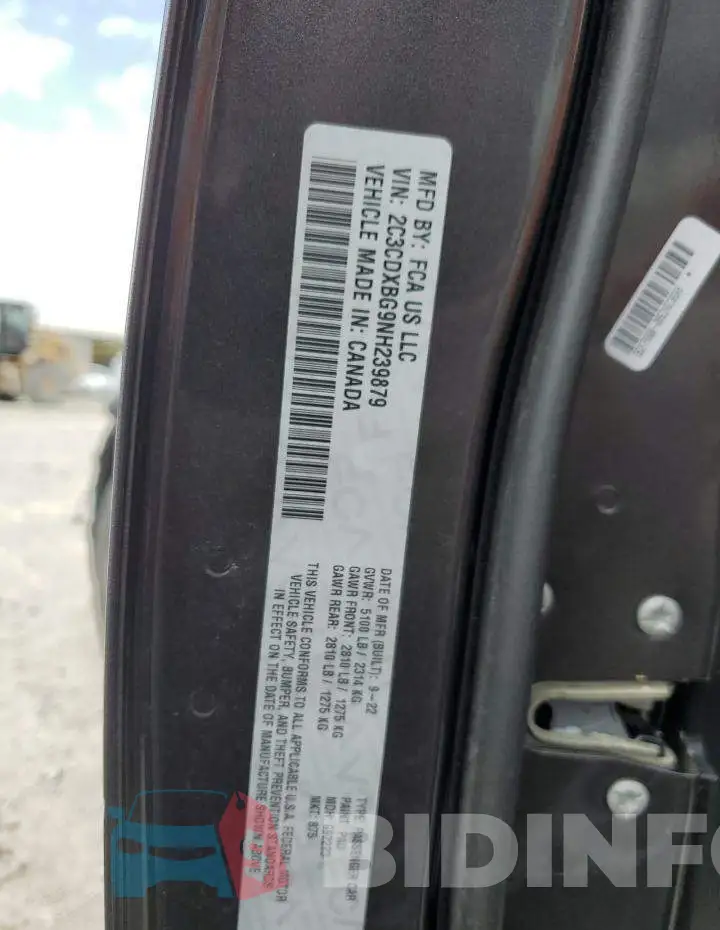 2C3CDXBG9NH239879 Photo# 12