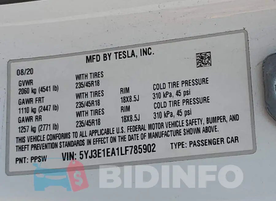 5YJ3E1EA1LF785902 Photo# 12