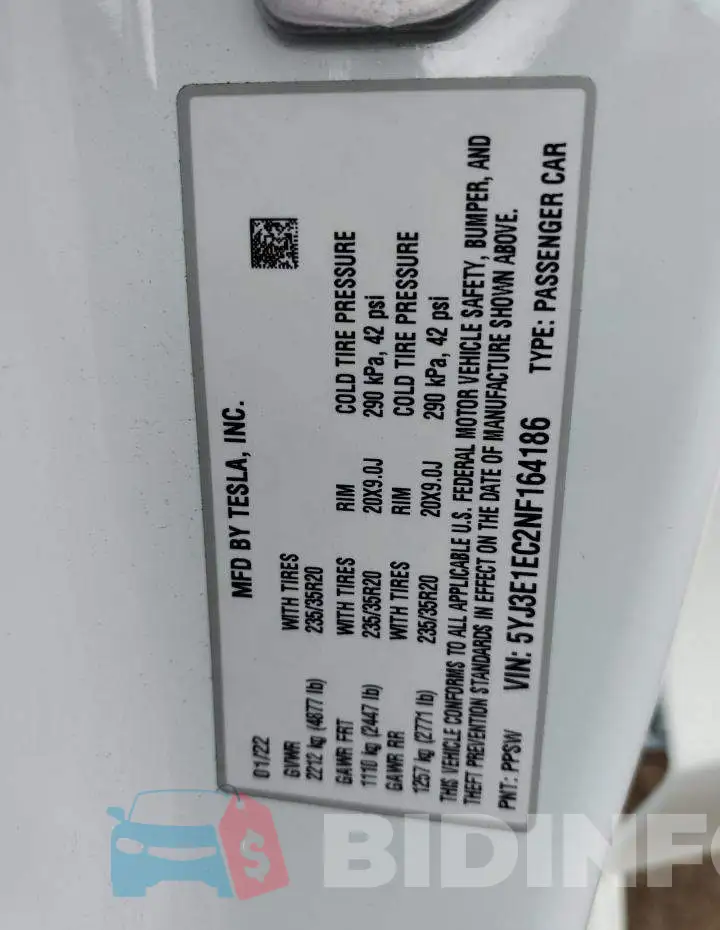 5YJ3E1EC2NF164186 Photo# 12