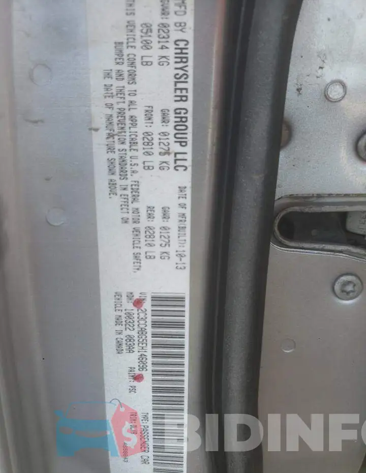 2C3CCABG5EH146096 Photo# 12