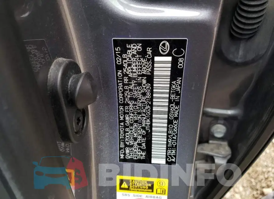JTHBK1GG3F2188939 Photo# 13