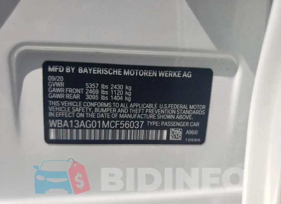 WBA13AG01MCF56037 Photo# 12