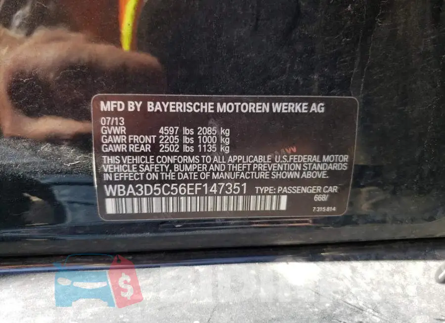 WBA3D5C56EF147351 Photo# 12