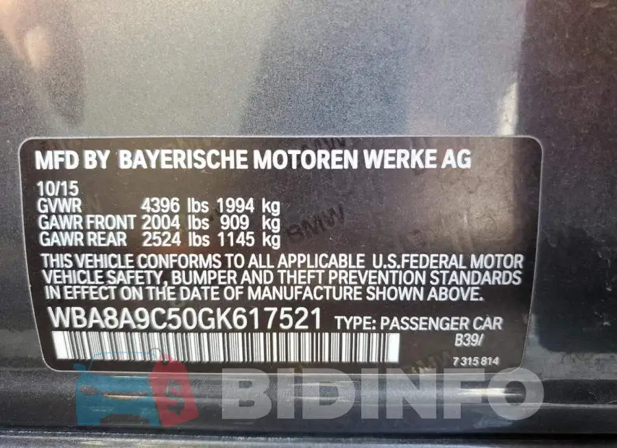 WBA8A9C50GK617521 Photo# 12