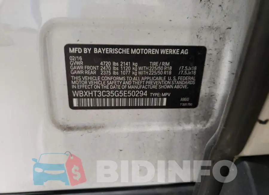 WBXHT3C35G5E50294 Photo# 12