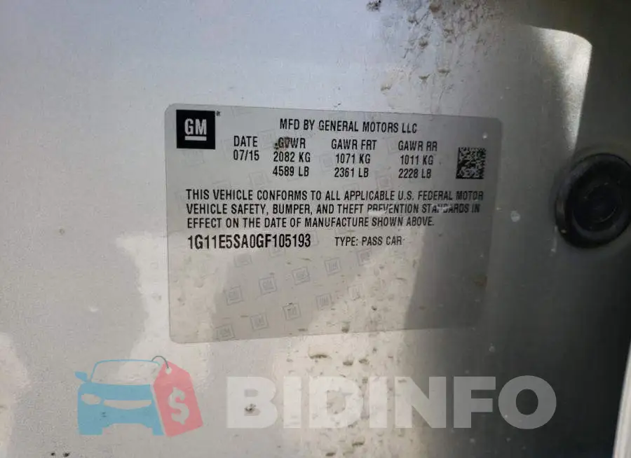 1G11E5SA0GF105193 Photo# 10
