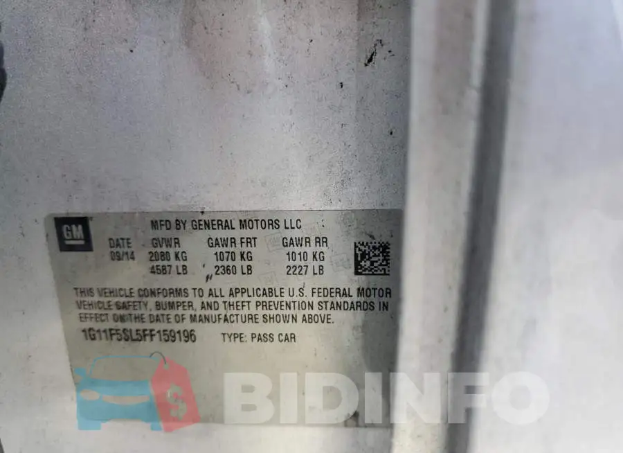 1G11F5SL5FF159196 Photo# 12