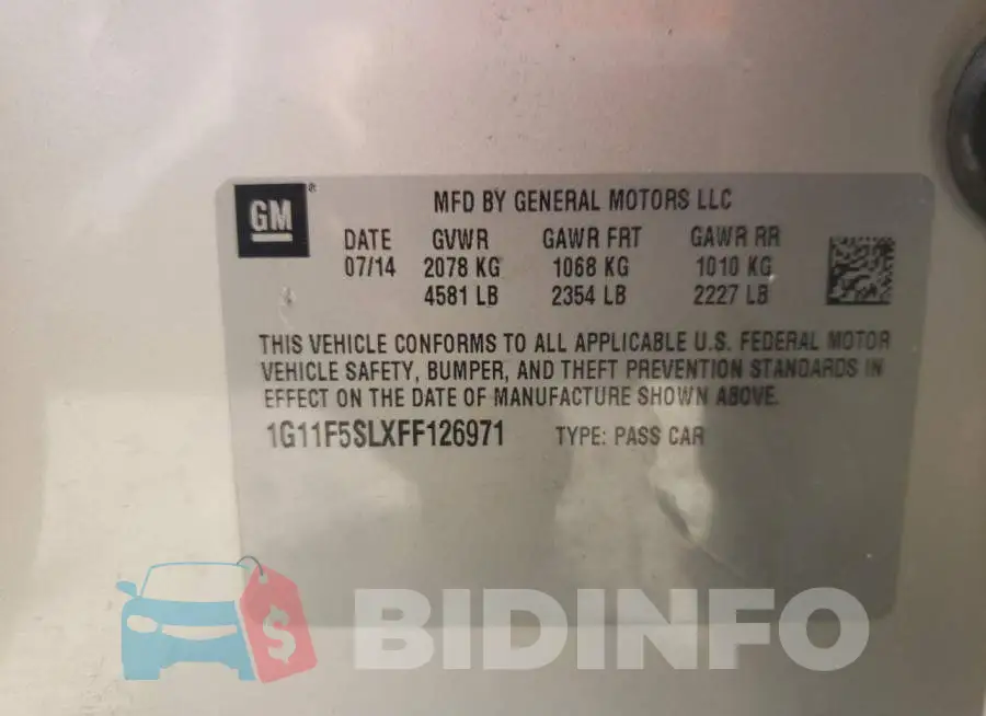 1G11F5SLXFF126971 Photo# 12