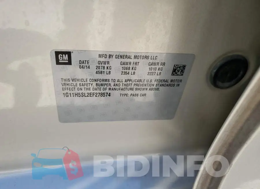 1G11H5SL2EF278574 Photo# 12