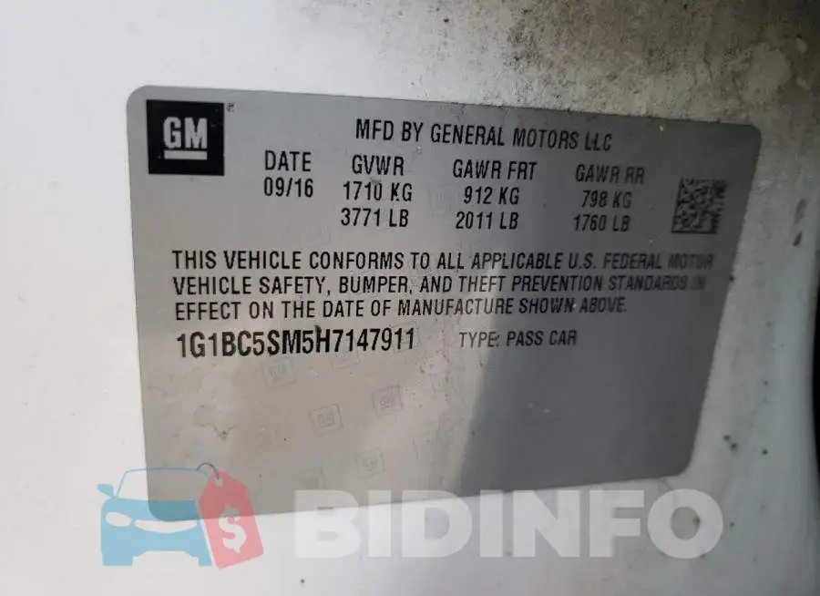 1G1BC5SM5H7147911 Photo# 12