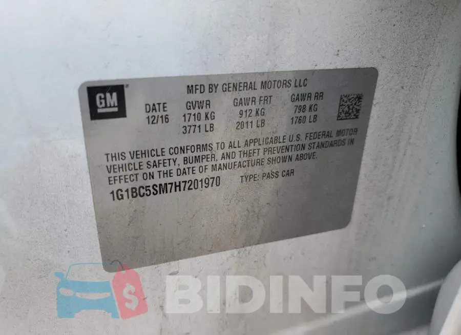 1G1BC5SM7H7201970 Photo# 13