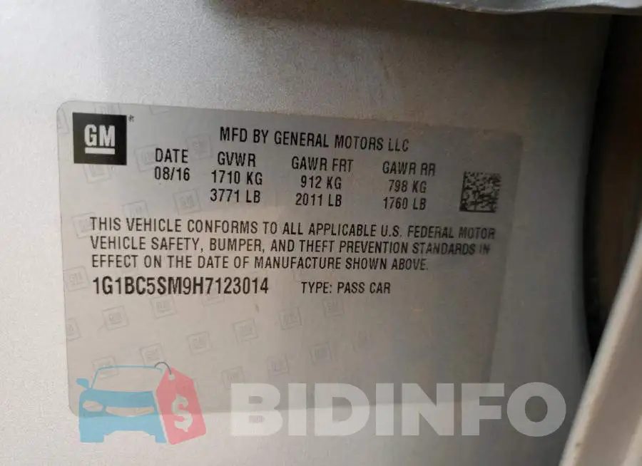 1G1BC5SM9H7123014 Photo# 12