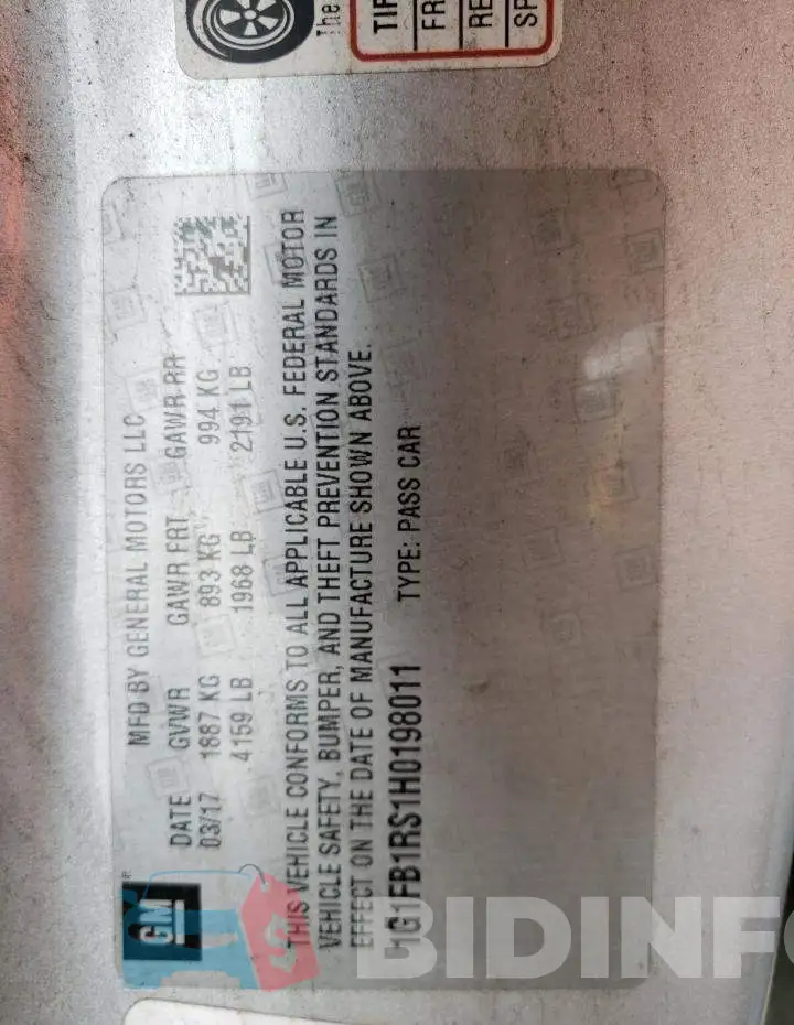 1G1FB1RS1H0198011 Photo# 13