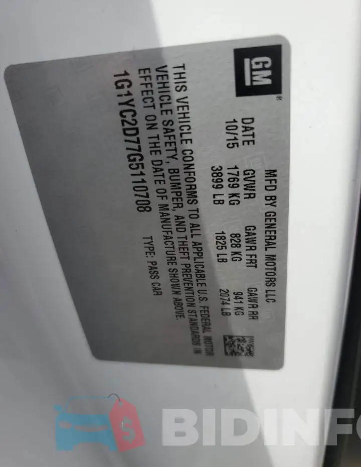 1G1YC2D77G5110708 Photo# 12