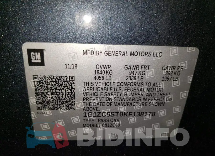 1G1ZC5ST0KF138178 Photo# 12