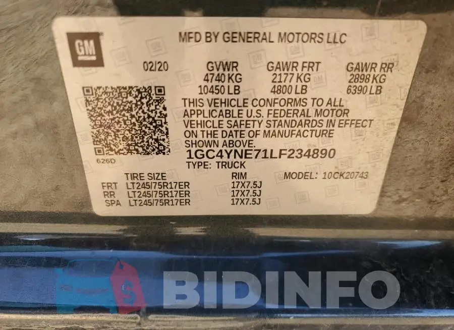 1GC4YNE71LF234890 Photo# 12