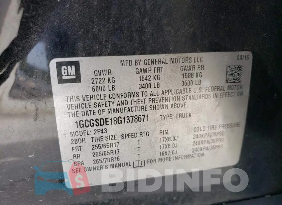 1GCGSDE18G1378671 Photo# 12
